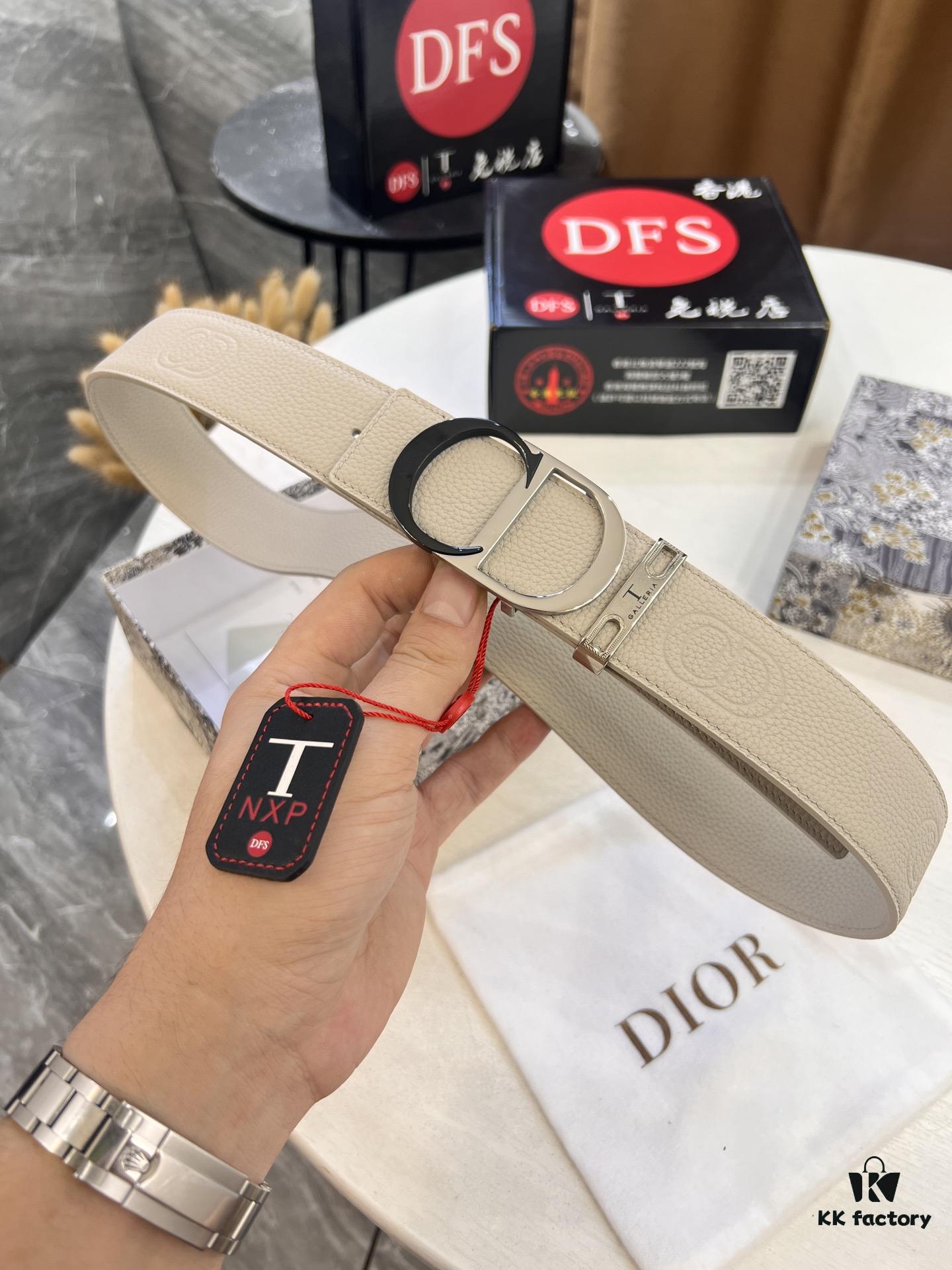 Dior D Belt, Hong Kong Duty-Free Gift Box 🎁 (NXP RFID Tag with Official Website Authentication, Genuine Anti-Counterfeit Chip), Stainless Steel Polished Hardware, Electroplated Finish, Unisex Design