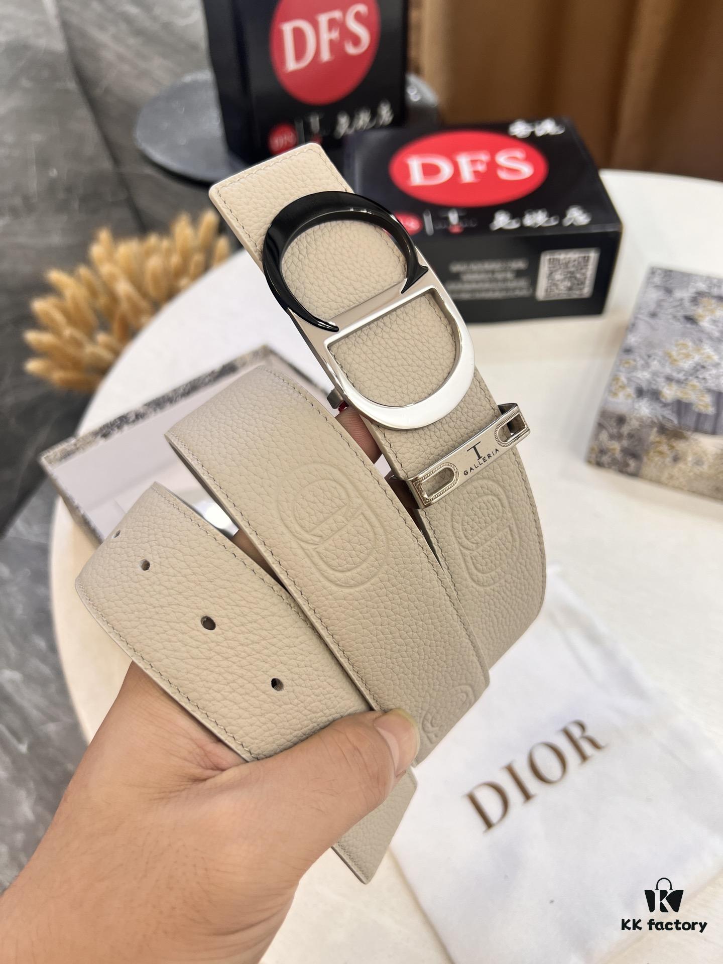 Dior D Belt, Hong Kong Duty-Free Gift Box 🎁 (NXP RFID Tag with Official Website Authentication, Genuine Anti-Counterfeit Chip), Stainless Steel Polished Hardware, Electroplated Finish, Unisex Design