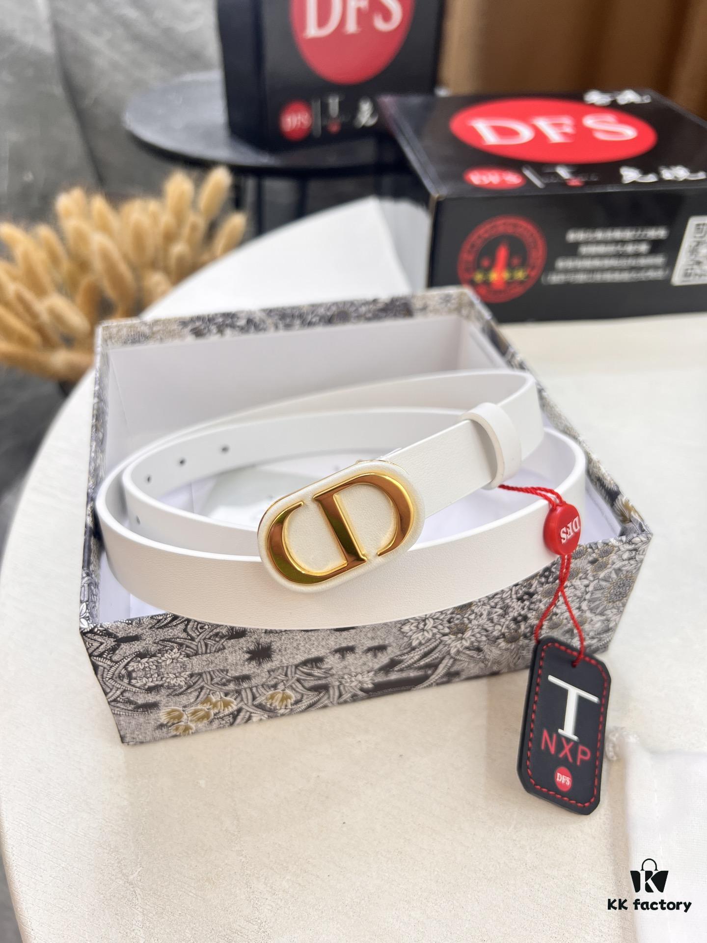 Dior Women's Leather Belt, Popular Style, Official Website Version, 2.0 cm Width, Original Imported Leather, Matching CD Hardware