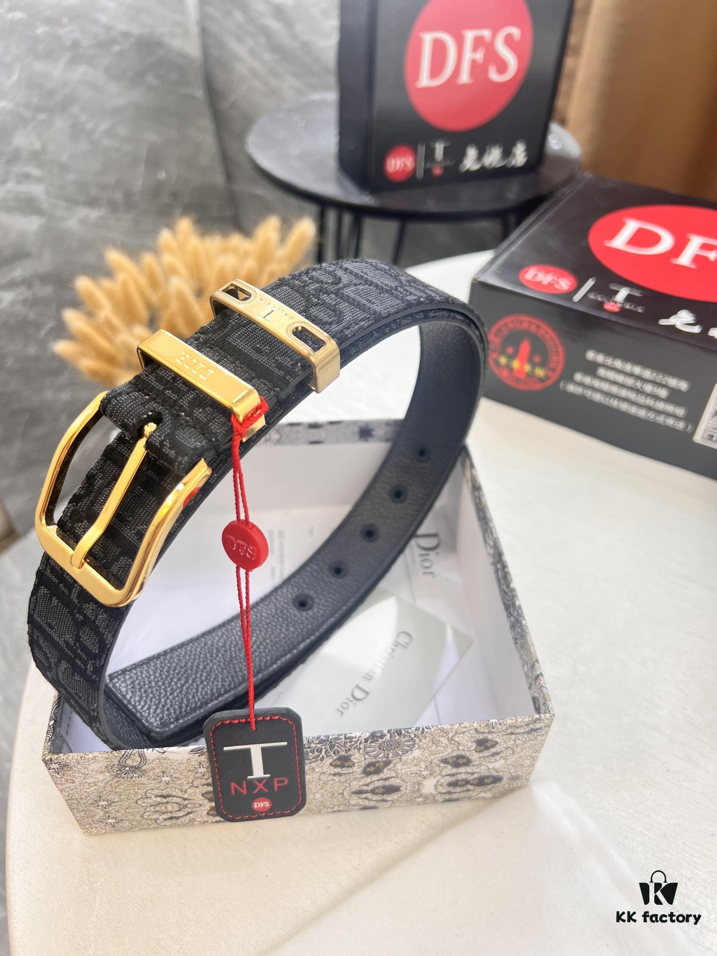 Shop Owner Recommended 🎺🎺 Dior Unisex Belt, Latest Couple's Style, Original Imported Embroidered Custom Fabric, Full-Grain Calfskin with Lychee Texture, ZP Synchronized Polished Metal Buckle, 3.5cm Width