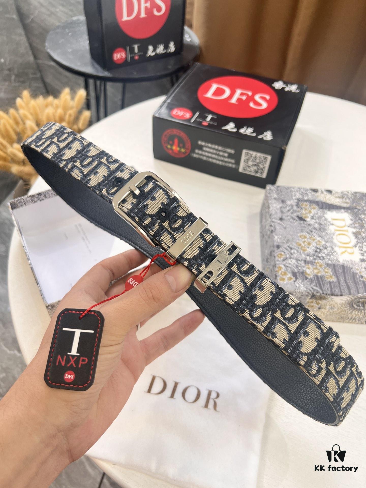Dior Unisex Belt, Latest Couple's Style, Genuine Leather with Embroidered Custom Fabric, Imported from Original Factory