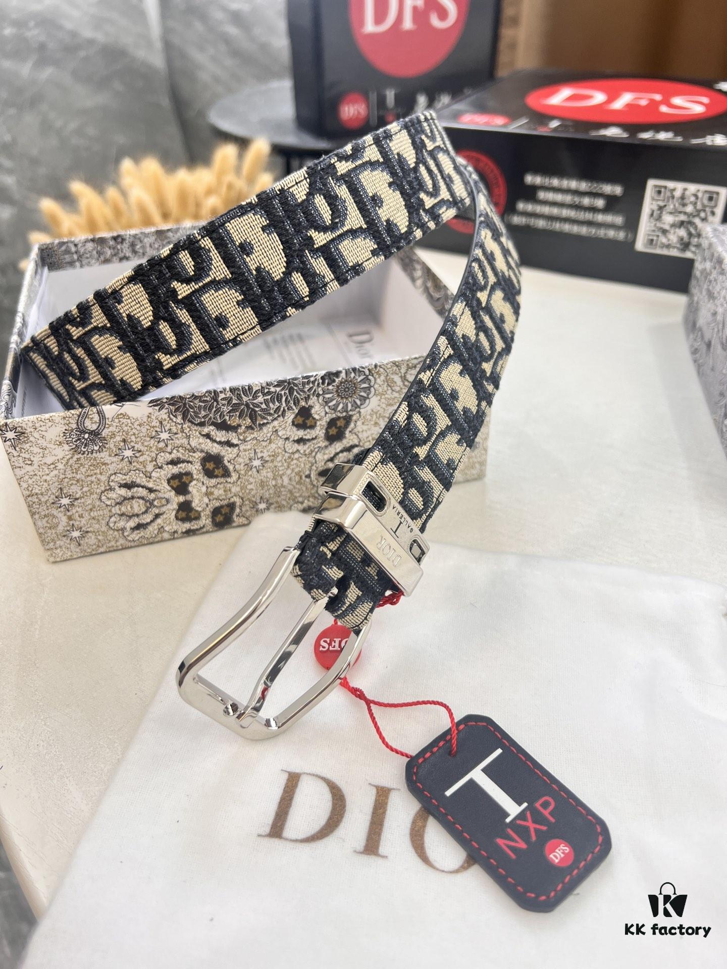 Dior Unisex Belt, Latest Couple's Style, Genuine Leather with Embroidered Custom Fabric, Imported from Original Factory