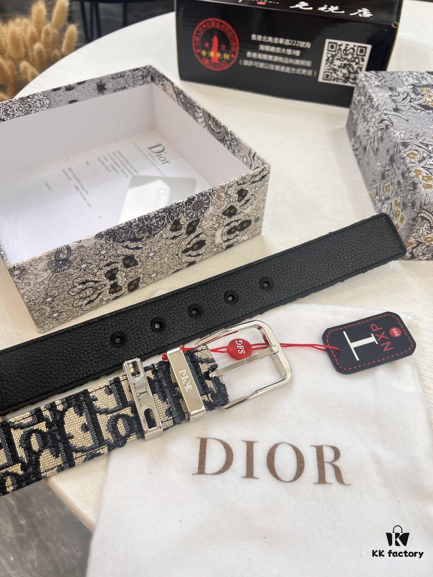 Dior Unisex Belt, Latest Couple's Style, Genuine Leather with Embroidered Custom Fabric, Imported from Original Factory
