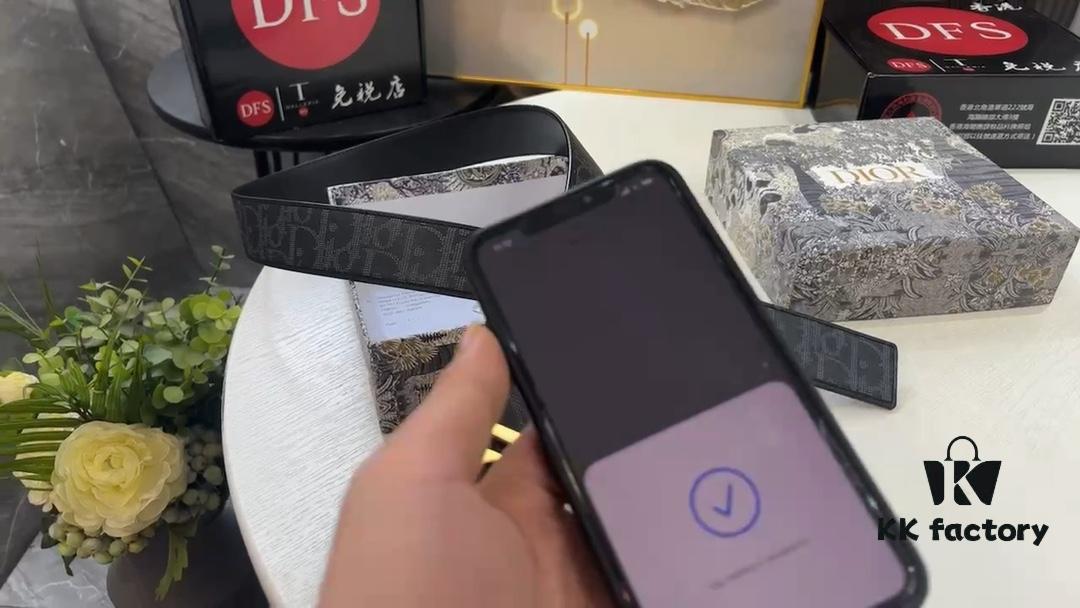 Dior Unisex Series, Imported Embossed Twill Leather Double-Sided Belt