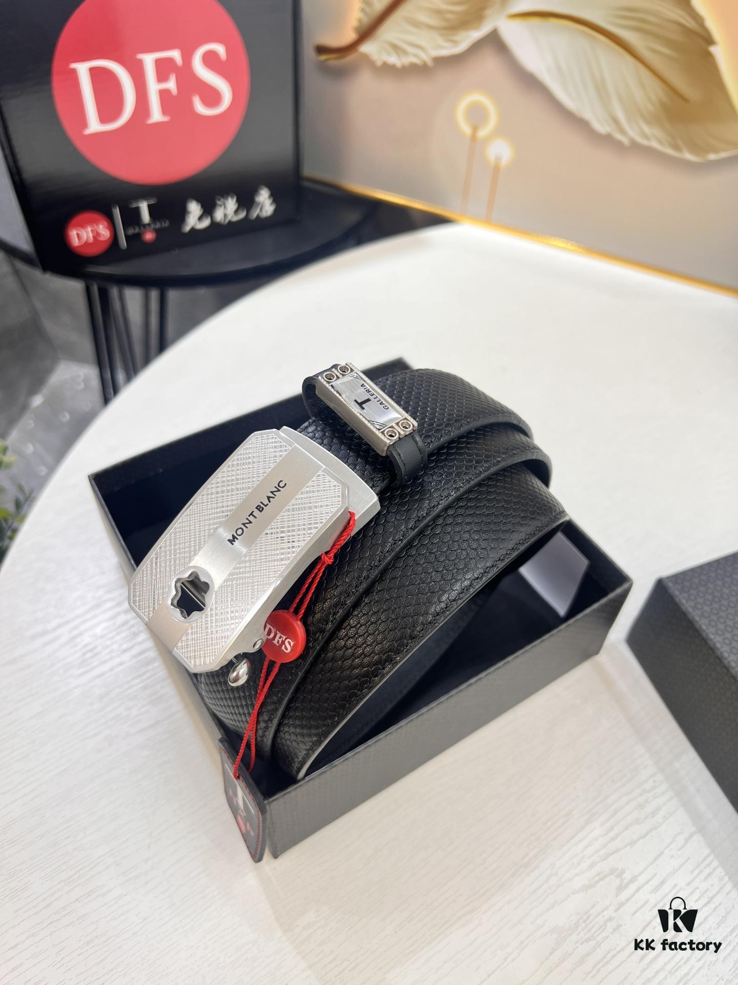 Top-Quality Genuine Leather Belt, Original Factory Hong Kong Duty-Free T Gift Box (NXP RFID Tag Verifiable on Official Website, Authentic Anti-Counterfeit Chip), 3.5cm Width, Imported French Calfskin with Natural Palm Texture, High-Ion Plated Stainless Steel Automatic Buckle, Comparable to Montblanc Authentic Quality