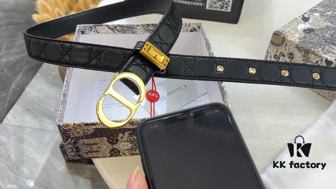 Polished Hardware Series. High-Ion Plating, Fade-Resistant: Dior Women's Leather, Imported Original Factory Leather