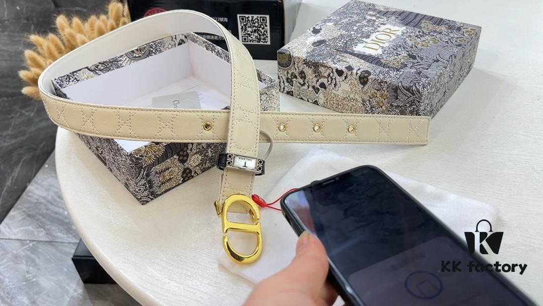 Polished Hardware Series. High-Ion Plating for Fade Resistance: Dior Women's Leather, Imported Genuine Original Leather