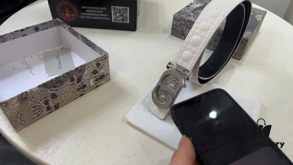 Dior Unisex Series, Imported Embossed Twill Double-Sided Belt, Genuine Leather from Original Factory