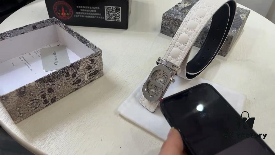 Dior Unisex Series, Imported Embossed Twill Double-Sided Belt, Genuine Leather from Original Factory