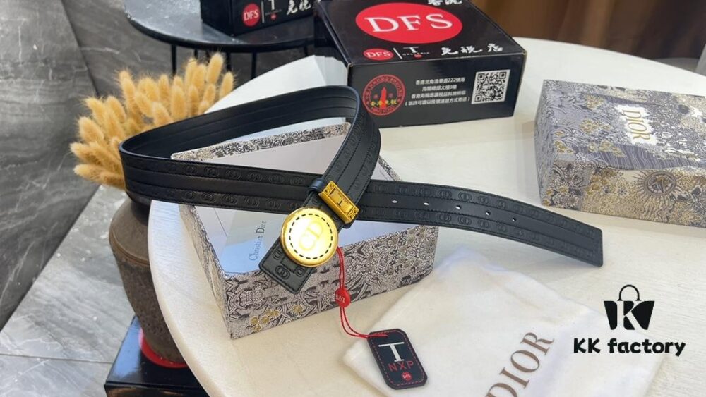 Dior Unisex Series, Imported Embossed Twill Double-Sided Belt, Genuine Leather from Original Factory