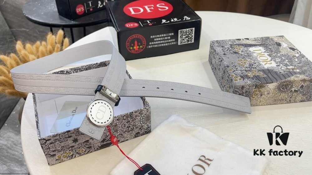 Dior Unisex Series, Imported Embossed Twill Leather Double-Sided Belt