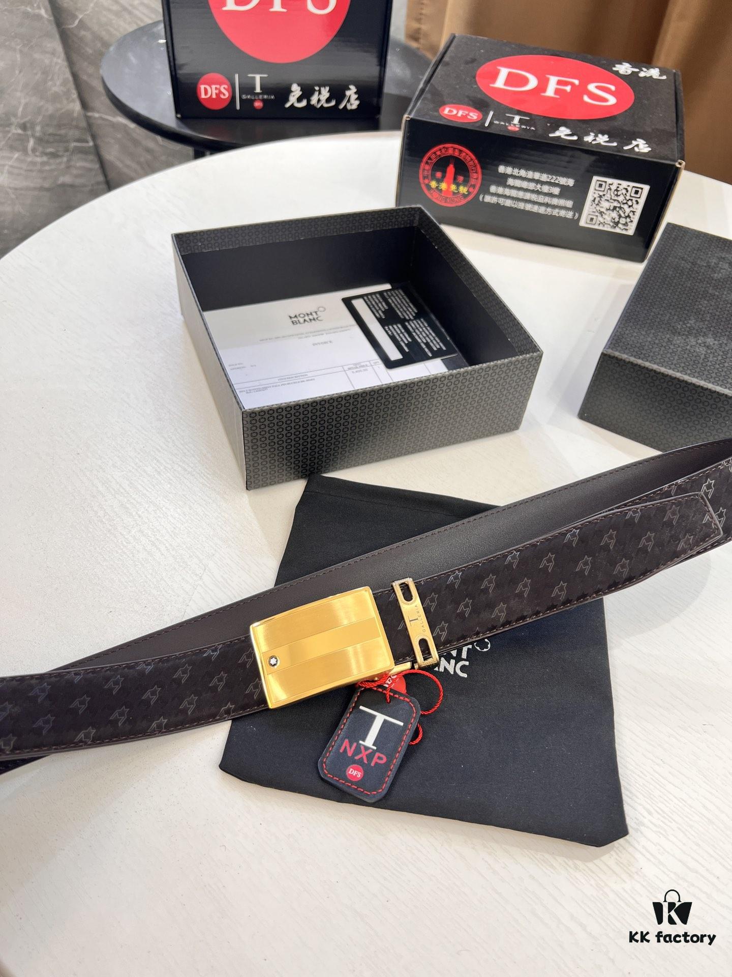 Top-Quality Original Leather Belt, Genuine Hong Kong Duty-Free T Gift Box (NXP Hangtag with Authenticity Chip Recognizable on Official Website), Montblanc Stainless Steel Hardware, Automatic Star Buckle Series, High-Ion Plating for Fade Resistance: Zegna