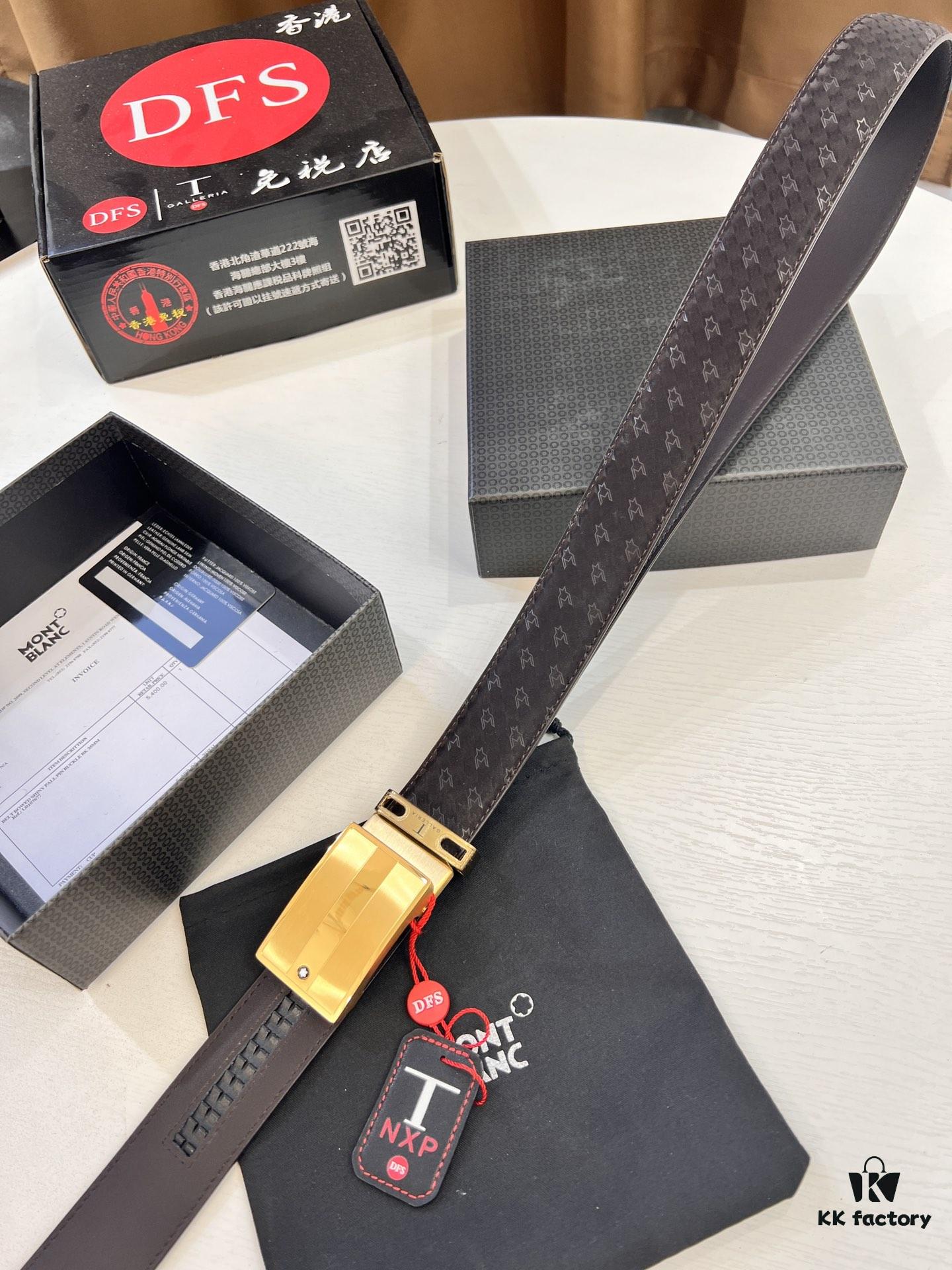 Top-Quality Original Leather Belt, Genuine Hong Kong Duty-Free T Gift Box (NXP Hangtag with Authenticity Chip Recognizable on Official Website), Montblanc Stainless Steel Hardware, Automatic Star Buckle Series, High-Ion Plating for Fade Resistance: Zegna