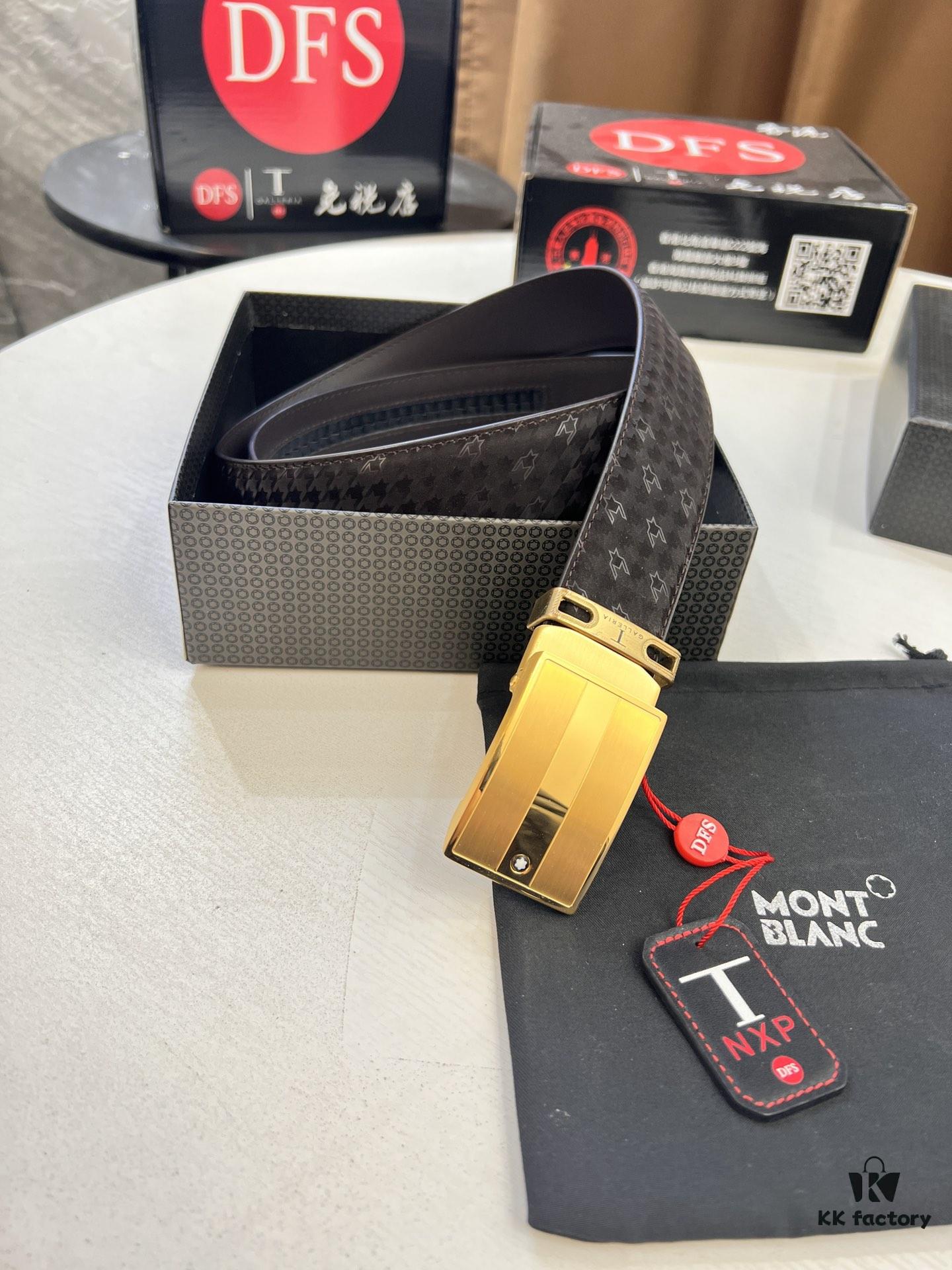 Top-Quality Original Leather Belt, Genuine Hong Kong Duty-Free T Gift Box (NXP Hangtag with Authenticity Chip Recognizable on Official Website), Montblanc Stainless Steel Hardware, Automatic Star Buckle Series, High-Ion Plating for Fade Resistance: Zegna