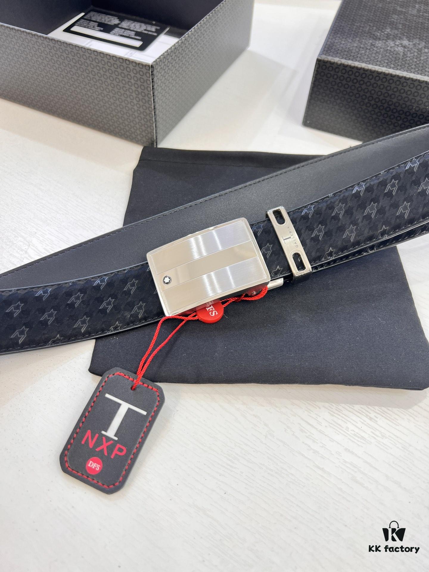 Top-tier Genuine Leather Belt, Original Factory Hong Kong Duty-Free T Gift Box (NXP Hang Tag with Verifiable Anti-Counterfeit Chip Recognizable on Official Website), Montblanc Stainless Steel Hardware, Automatic Star Buckle Series, High-Ion Plating for Fade Resistance: Zegna