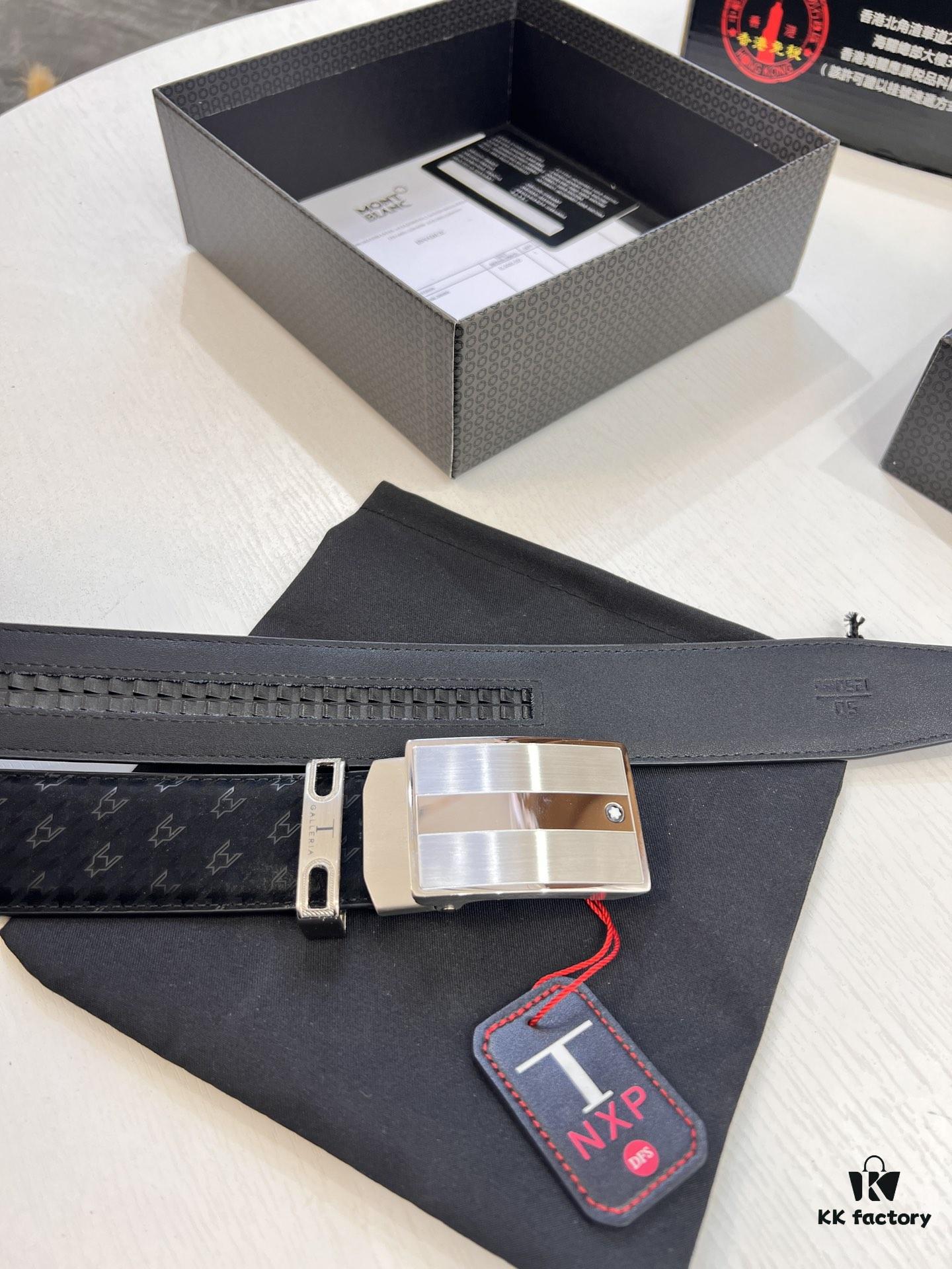 Top-tier Genuine Leather Belt, Original Factory Hong Kong Duty-Free T Gift Box (NXP Hang Tag with Verifiable Anti-Counterfeit Chip Recognizable on Official Website), Montblanc Stainless Steel Hardware, Automatic Star Buckle Series, High-Ion Plating for Fade Resistance: Zegna