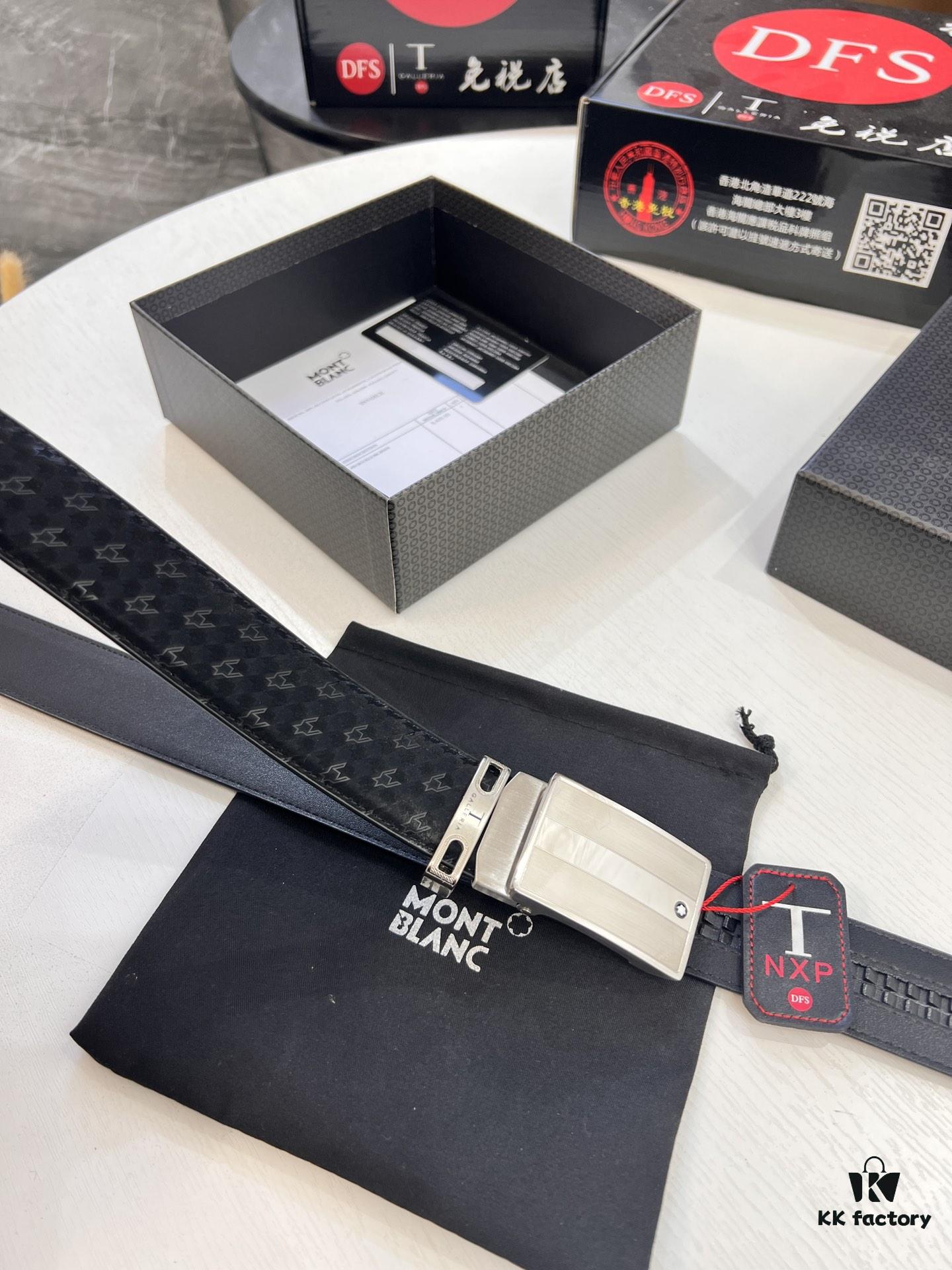 Top-tier Genuine Leather Belt, Original Factory Hong Kong Duty-Free T Gift Box (NXP Hang Tag with Verifiable Anti-Counterfeit Chip Recognizable on Official Website), Montblanc Stainless Steel Hardware, Automatic Star Buckle Series, High-Ion Plating for Fade Resistance: Zegna