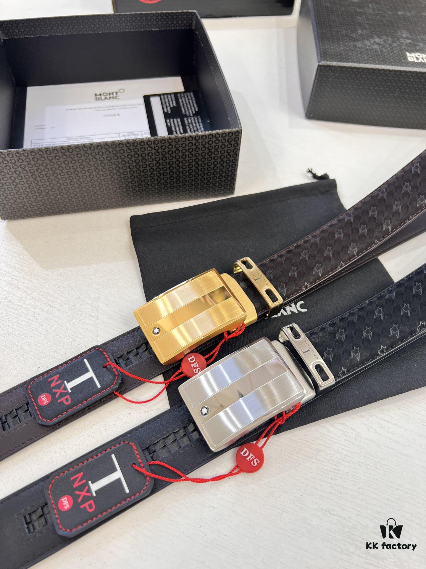 Top-tier Genuine Leather Belt, Original Factory Hong Kong Duty-Free T Gift Box (NXP Hang Tag with Verifiable Anti-Counterfeit Chip Recognizable on Official Website), Montblanc Stainless Steel Hardware, Automatic Star Buckle Series, High-Ion Plating for Fade Resistance: Zegna
