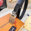 Louis Vuitton Automatic Buckle Belt, Genuine Crocodile-Textured Top-Layer Imported Leather, 3.5cm Width, Luxury Business Formal Belt with NXP Anti-Counterfeit Chip