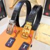 Louis Vuitton Automatic Buckle Belt, Genuine Crocodile-Textured Top-Layer Imported Leather, 3.5cm Width, Luxury Business Formal Belt with NXP Anti-Counterfeit Chip