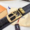 Louis Vuitton Automatic Buckle Belt, Genuine Cowhide with Crocodile Texture, 3.5cm Width, Top-Quality Business Formal Belt with NXP Anti-Counterfeit Chip