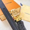 Louis Vuitton Automatic Buckle Belt, Genuine Cowhide with Crocodile Texture, 3.5cm Width, Top-Quality Business Formal Belt with NXP Anti-Counterfeit Chip