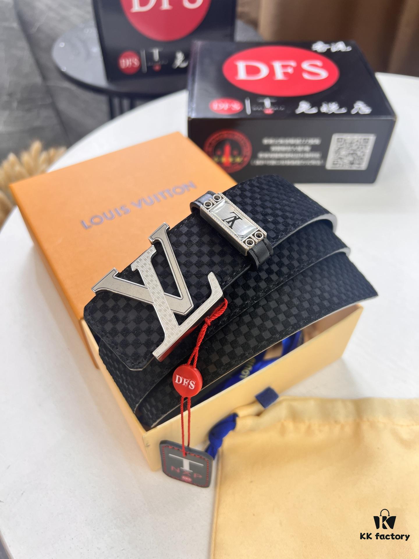 Top-Tier Louis Vuitton LV Belt, Authentic Stainless Steel Hardware, French Box Calf Leather, 3.8cm Width