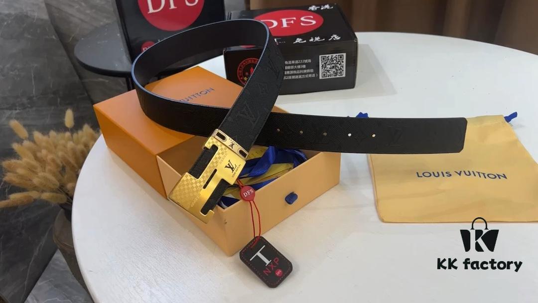 LV New Style Monogram Belt, Fashion Casual Model with Video Anti-Counterfeiting Sensor Network