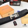 Top-Tier LV Louis Vuitton Belt - Genuine Mold L Letter Polished Stainless Steel Hardware, Inner Buckle Design, 3.8cm Width, French Imported Embossed Cowhide Leather, Hong Kong Duty-Free Premium Gift Box (NXP RFID Tag Verifiable on Official Website, Authentic Anti-Counterfeit Chip)