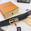 Top-Tier Louis Vuitton LV Belt, Genuine Crocodile-Ostrich Grain Top Layer Calfskin, 3.8cm Width, Precision Molded L-Shaped Beveled Stainless Steel Hardware, Includes Original Hong Kong Duty-Free T-Gift Box (NXP RFID Tag Verifiable on Official Website)