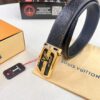 Top-Tier Louis Vuitton LV Belt, Genuine Crocodile-Ostrich Grain Top Layer Calfskin, 3.8cm Width, Precision Molded L-Shaped Beveled Stainless Steel Hardware, Includes Original Hong Kong Duty-Free T-Gift Box (NXP RFID Tag Verifiable on Official Website)