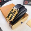 Top-Tier Louis Vuitton LV Belt, Genuine Crocodile-Ostrich Grain Top Layer Calfskin, 3.8cm Width, Precision Molded L-Shaped Beveled Stainless Steel Hardware, Includes Original Hong Kong Duty-Free T-Gift Box (NXP RFID Tag Verifiable on Official Website)