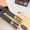 Top-Tier Louis Vuitton LV Belt, Genuine Crocodile-Ostrich Grain Top Layer Calfskin, 3.8cm Width, Precision Molded L-Shaped Beveled Stainless Steel Hardware, Includes Original Hong Kong Duty-Free T-Gift Box (NXP RFID Tag Verifiable on Official Website)