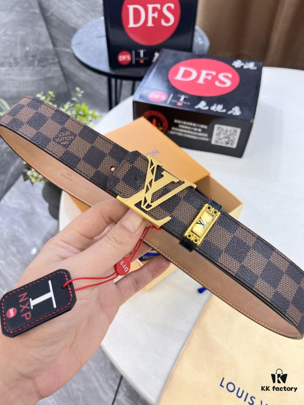 LV Men's Belt, New Arrival, Premium Cowhide Matte Leather, 3.8cm Width, Original Imported Fabric, Luxury Custom-Made Belt with NXP Anti-Counterfeit Chip