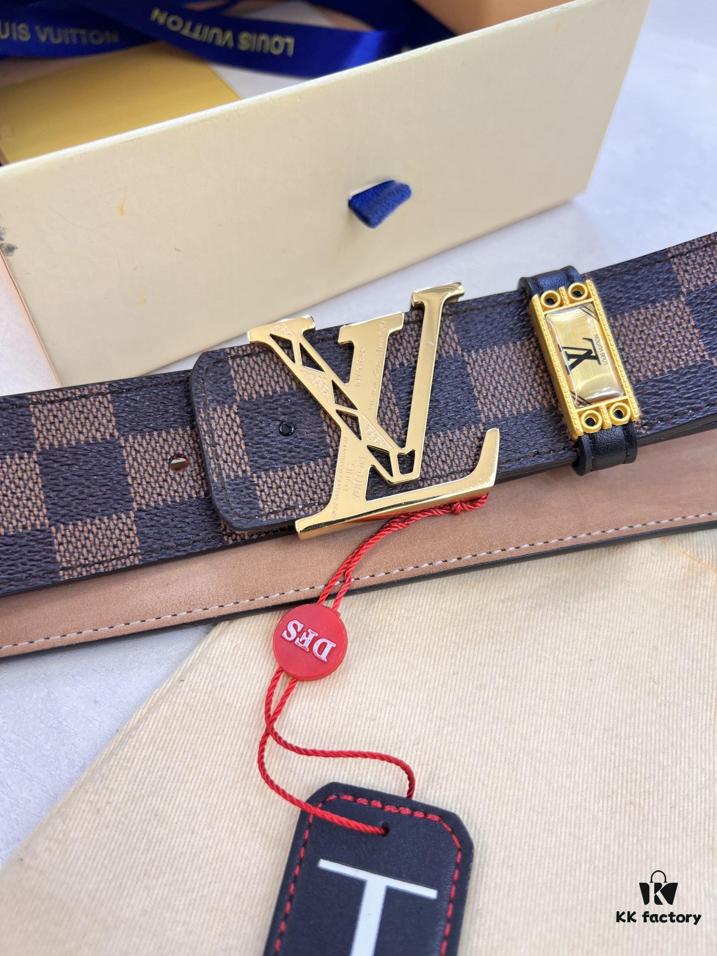 LV Men's Belt, New Arrival, Premium Cowhide Matte Leather, 3.8cm Width, Original Imported Fabric, Luxury Custom-Made Belt with NXP Anti-Counterfeit Chip