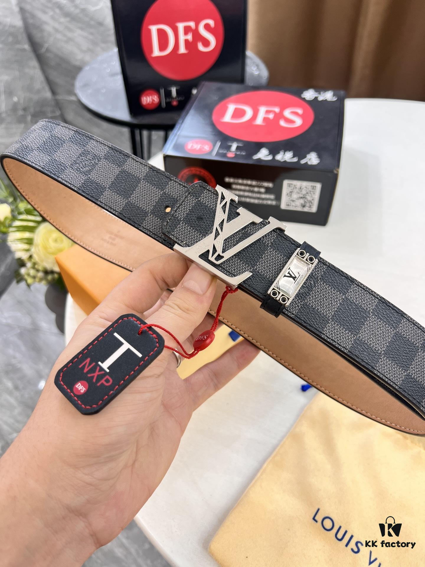 LV Men's Belt, New Arrival, Genuine Cowhide Leather, 3.8cm Width, Original Imported Fabric, Luxury Custom Design