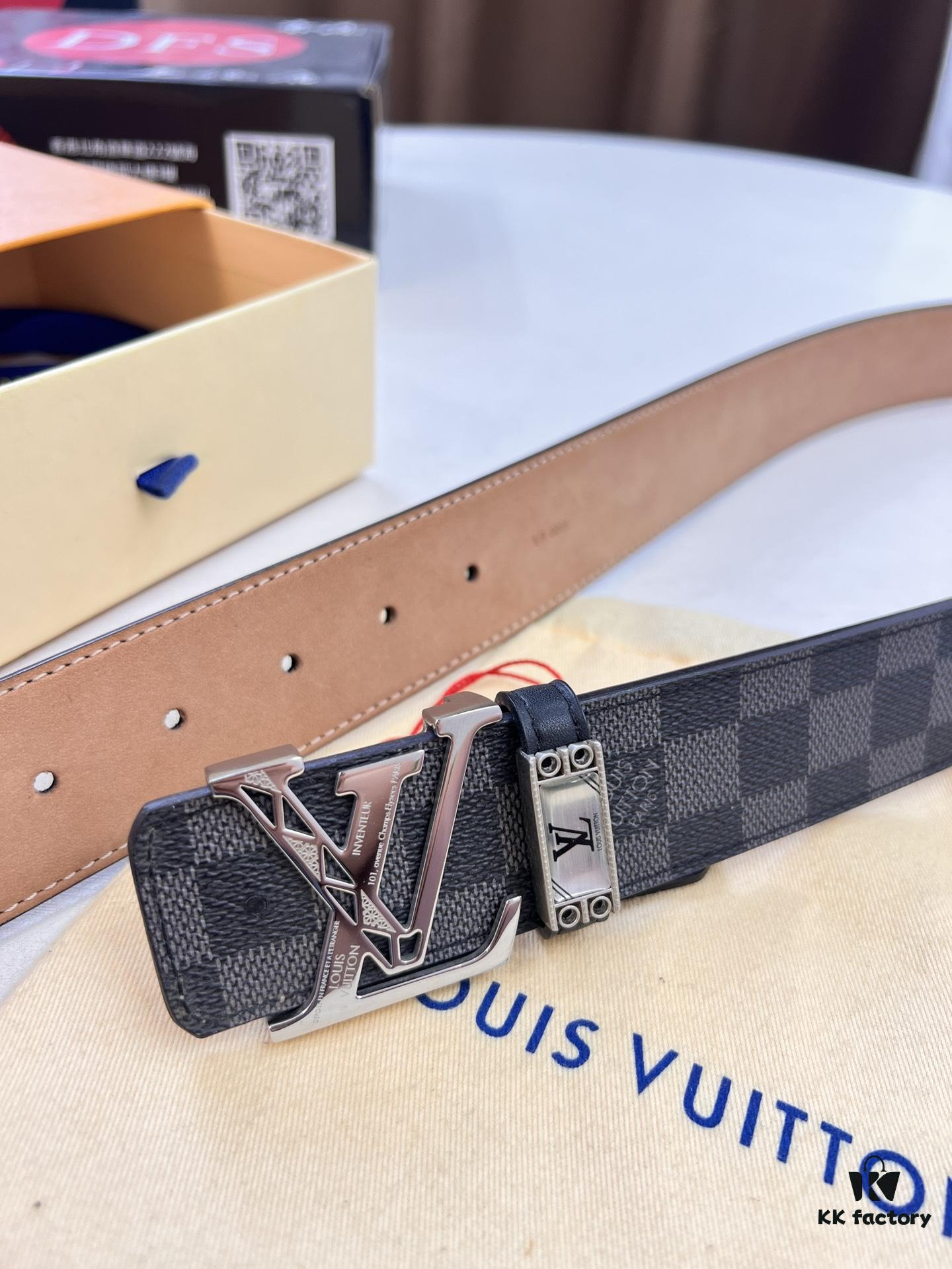 LV Men's Belt, New Arrival, Genuine Cowhide Leather, 3.8cm Width, Original Imported Fabric, Luxury Custom Design