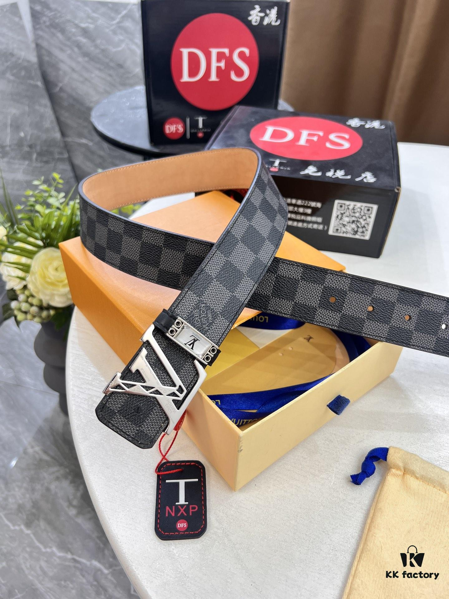 LV Men's Belt, New Arrival, Genuine Cowhide Leather, 3.8cm Width, Original Imported Fabric, Luxury Custom Design