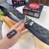 LV Men's Belt, Latest Design, ZP Molded, Synchronized with Original Classic Pattern Fabric, Full-Grain Cowhide Leather, Heavy-Duty Stainless Steel Hardware, 4.0cm Width