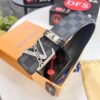 LV Men's Belt, Latest Design, ZP Molded, Synchronized with Original Classic Pattern Fabric, Full-Grain Cowhide Leather, Heavy-Duty Stainless Steel Hardware, 4.0cm Width