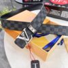 LV Men's Belt, Latest Design, ZP Molded, Synchronized with Original Classic Pattern Fabric, Full-Grain Cowhide Leather, Heavy-Duty Stainless Steel Hardware, 4.0cm Width