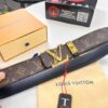 Louis Vuitton LV Men's Belt, Latest Design, ZP Molded, Synchronized with Original Monogram Fabric, Full-Grain Cowhide Leather, Heavy-Duty Stainless Steel Hardware, 4.0cm Width