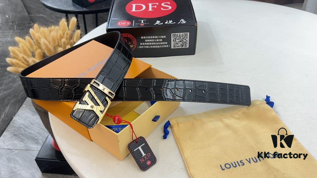 Louis LV Top Grain Crocodile Belly Pattern Leather