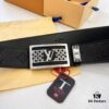 Top-tier Leather Belt, Hong Kong Duty-Free T Gift Box 🎁 (NXP RFID Tag with Official Website Verification, Authentic Anti-Counterfeit Chip) - New LV-Etched Stainless Steel Hardware, Italian Imported Calfskin