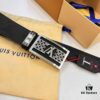 Top-tier Leather Belt, Hong Kong Duty-Free T Gift Box 🎁 (NXP RFID Tag with Official Website Verification, Authentic Anti-Counterfeit Chip) - New LV-Etched Stainless Steel Hardware, Italian Imported Calfskin