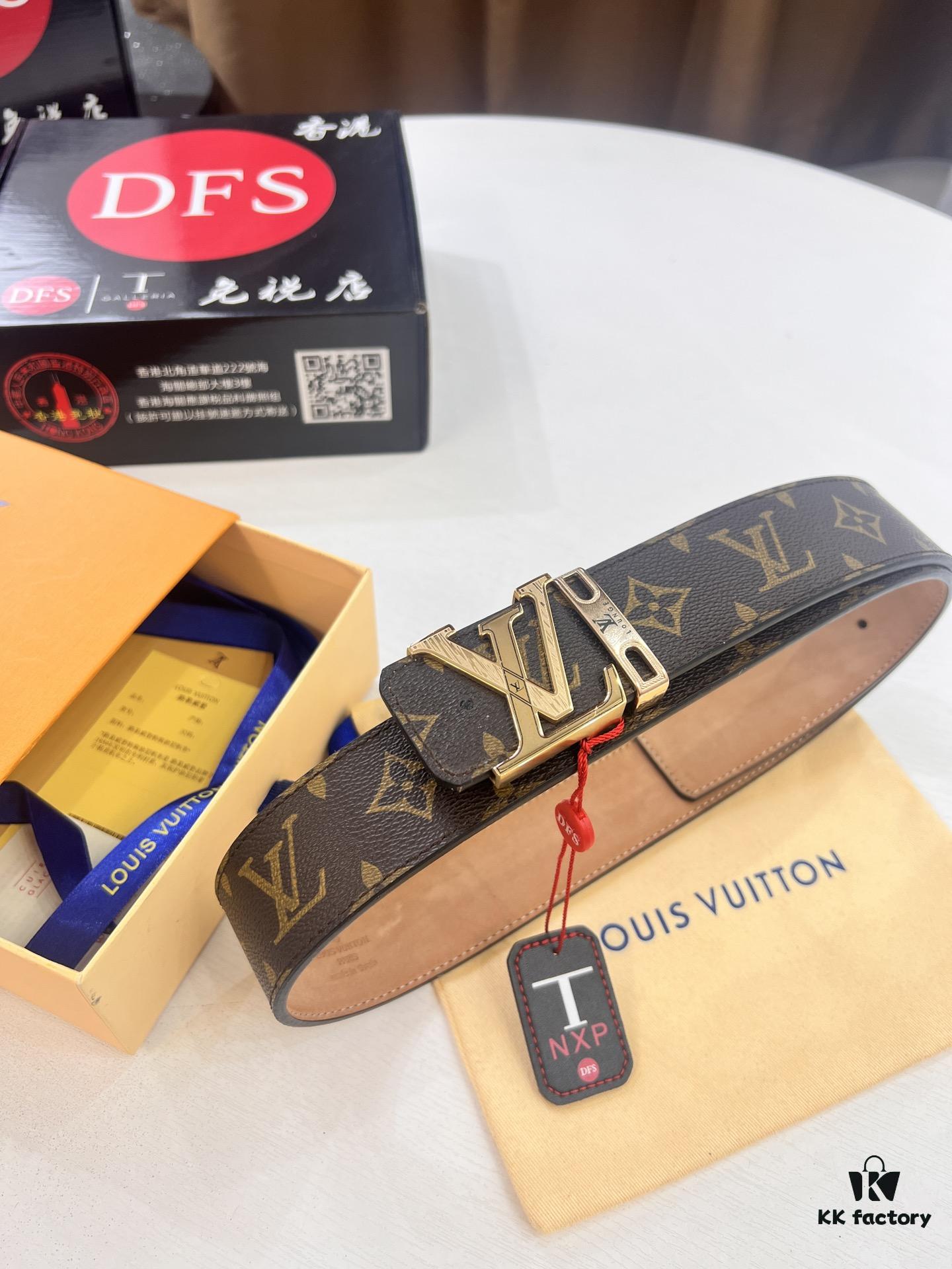 LV Men's Belt, New Arrival, Premium Cowhide Leather, 3.8cm Width, Original Imported Fabric, Corrosion-Resistant Metal Logo