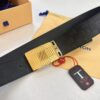 Top Quality Genuine Leather Belt, Louis Vuitton LV Style, 3.8cm Width, Imported South African Cowhide, Dual-Sided Texture, Full-Grain Cow Leather Men's Dress Belt