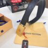 Top Quality Genuine Leather Belt, Louis Vuitton LV Style, 3.8cm Width, Imported South African Cowhide, Dual-Sided Texture, Full-Grain Cow Leather Men's Dress Belt