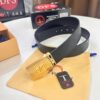 Top Quality Genuine Leather Belt, Louis Vuitton LV Style, 3.8cm Width, Imported South African Cowhide, Dual-Sided Texture, Full-Grain Cow Leather Men's Dress Belt