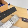 Top-Tier Louis Vuitton LV Men's Leather Belt, 3.8cm Width, Imported South African Cowhide with Grid Texture, Full-Grain Leather, Stainless Steel Buckle, Duty-Free Authenticity Verified